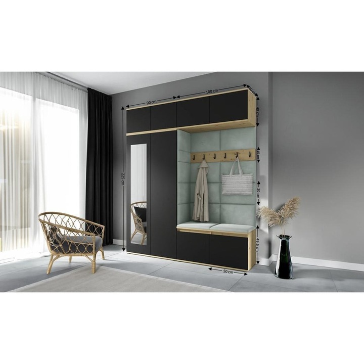 Cuier Hol Max 16 Culoare Verde menta cu Artisan 190x225x40 cm