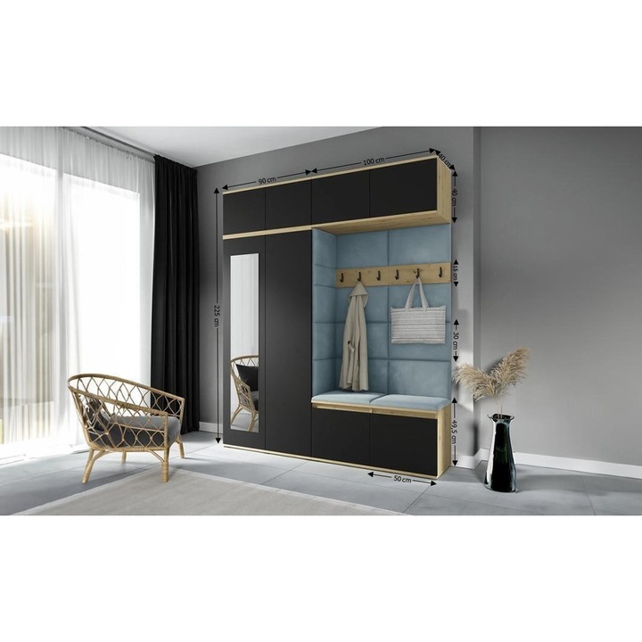 Cuier Hol Max 16 Culoare Gri Perlat cu Artisan 190x225x40 cm