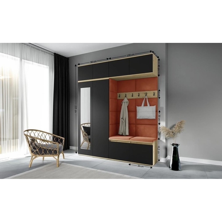 Cuier Hol Max 16 Culoare Bronz cu Artisan 190x22x40 cm