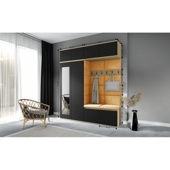 Cuier Hol Max 16 Culoare Galben mustar cu Artisan 190x225x40 cm