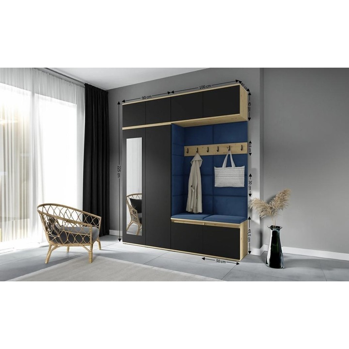 Cuier Hol Max 16 Culoare Albastru cu Artisan 190x225x40 cm