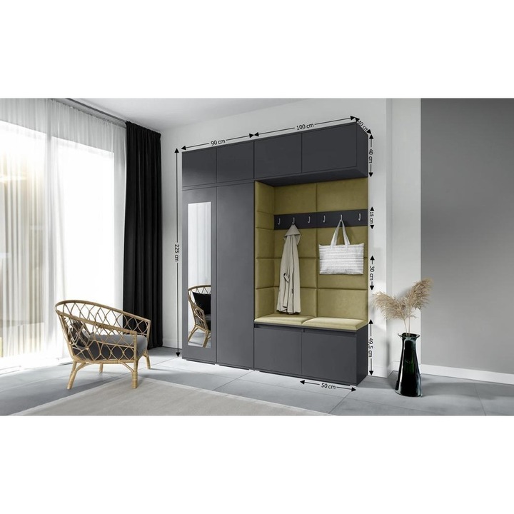 Cuier Hol Max 16 Culoare Verde iarba cu Grafit 190x225x40 cm