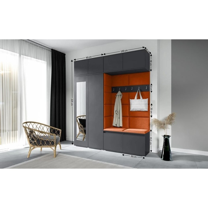 Cuier Hol Max 16 Culoare Bronz cu Grafit 190x225x40 cm