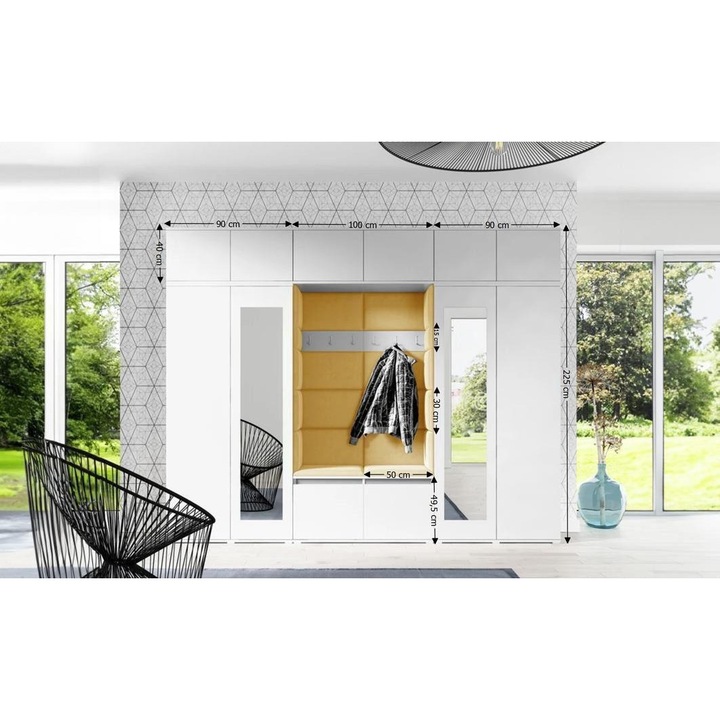 Cuier Hol Max 17 Culoare Galben cu Alb 280x225x40 cm