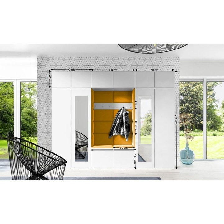 Cuier Hol Max 17 Culoare Galben mustar cu Alb 280x225x40 cm