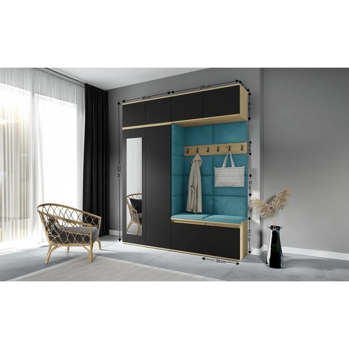 Cuier Hol Max 16 Culoare Albastru deshcis cu Artisan 190x225x40 cm