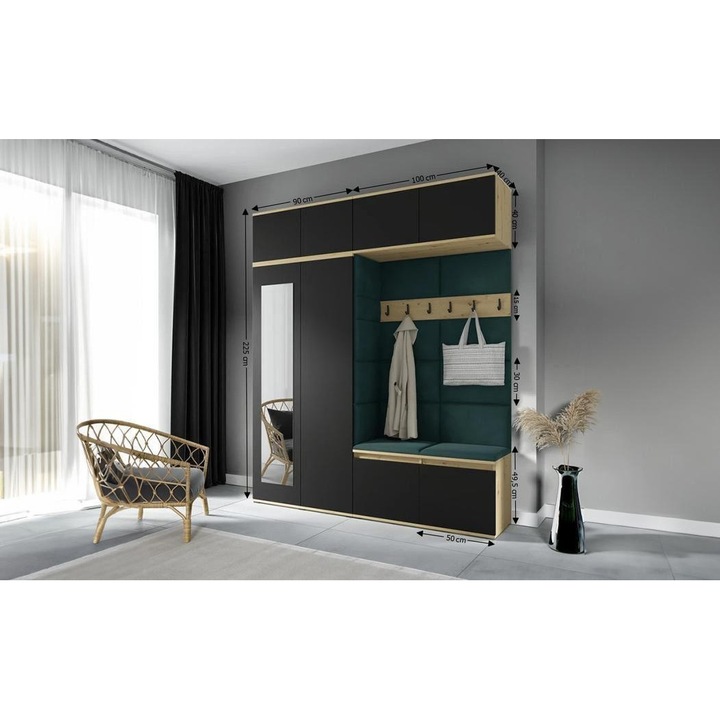 Cuier Hol Max 16 Culoare Verde inchis cu Artisan 190x225x40 cm