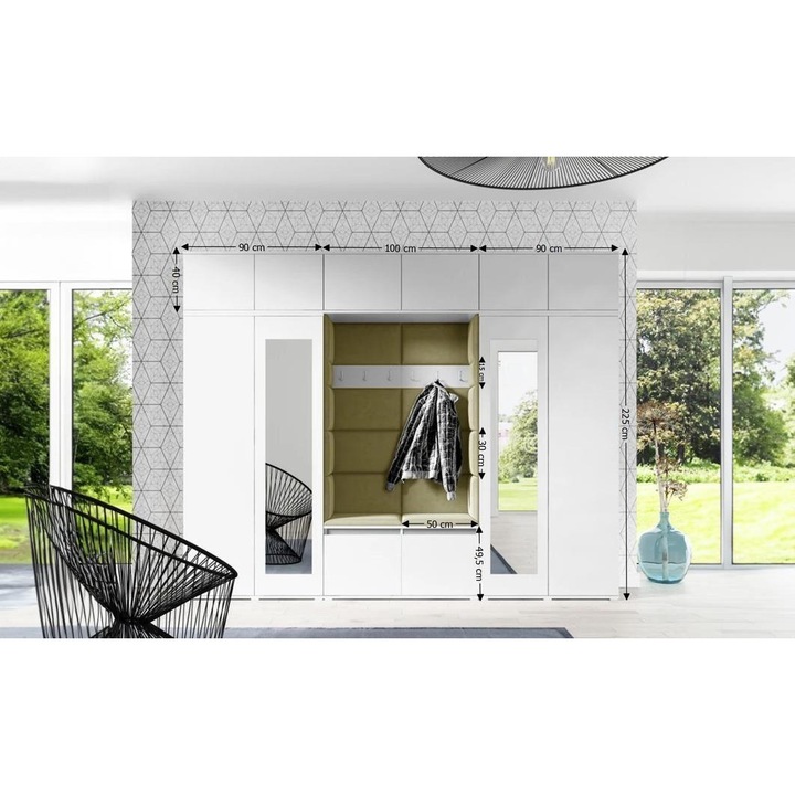 Cuier Hol Max 17 Culoare Verde iarba cu Alb 280x225x40 cm