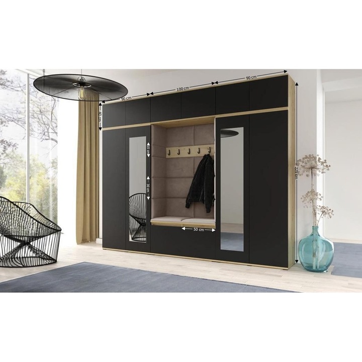 Cuier Hol Max 17 Culoare Gri antracit cu Artisan 280x225x40 cm