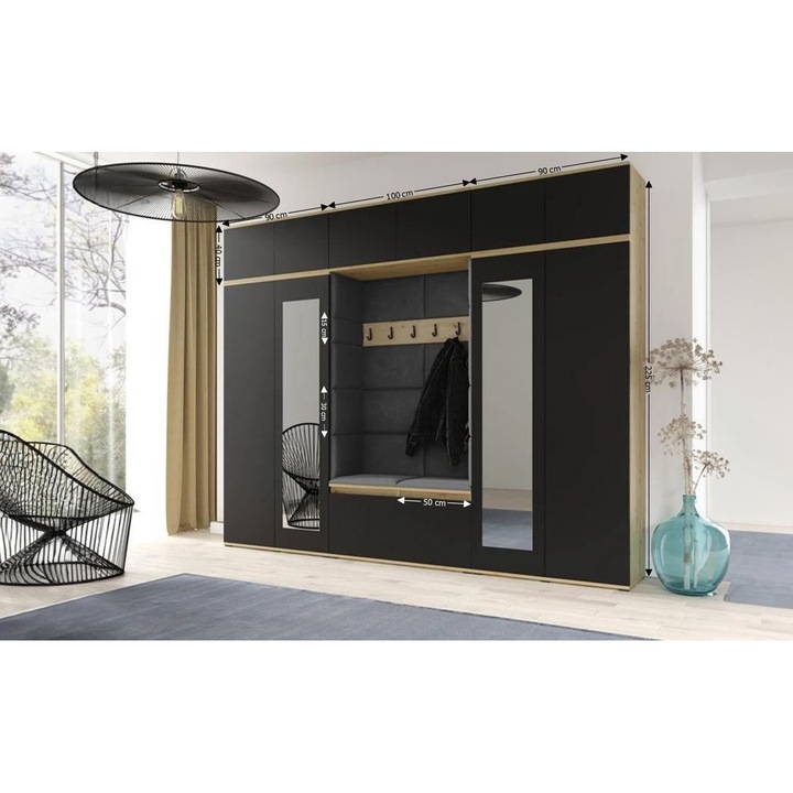 Cuier Hol Max 17 Culoare Gri grafit cu Artisan 280x225x40 cm