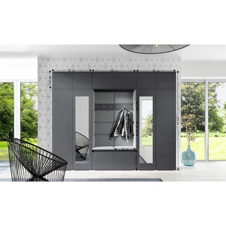 Cuier Hol Max 17 Culoare Gri cu Grafit 280x225x40 cm