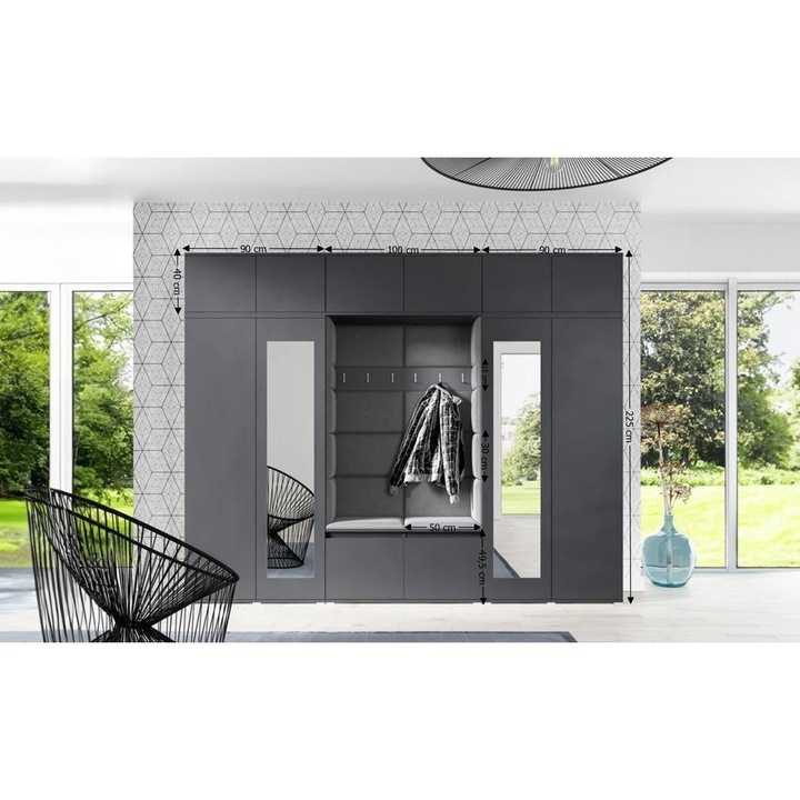 Cuier Hol Max 17 Culoare Gri grafit cu Grafit 280x225x40 cm