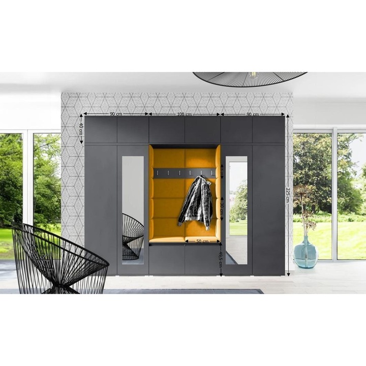 Cuier Hol Max 17 Culoare Galben mustar cu Grafit 280x225x40 cm