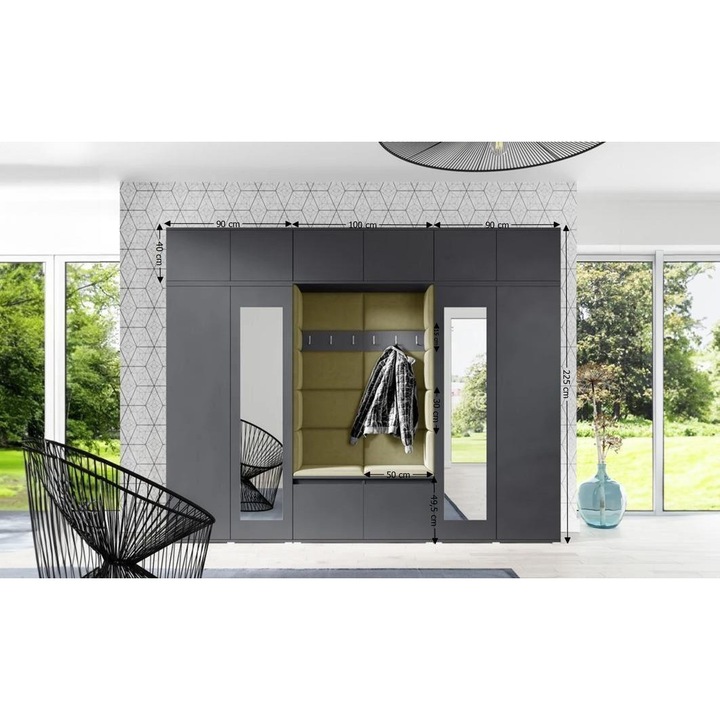 Cuier Hol Max 17 Culoare Verde iarba cu Grafit 280x225x40 cm