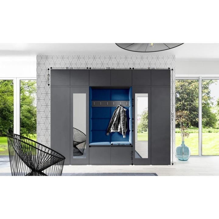 Cuier Hol Max 17 Culoare Albastru cu Grafit 280x225x40 cm