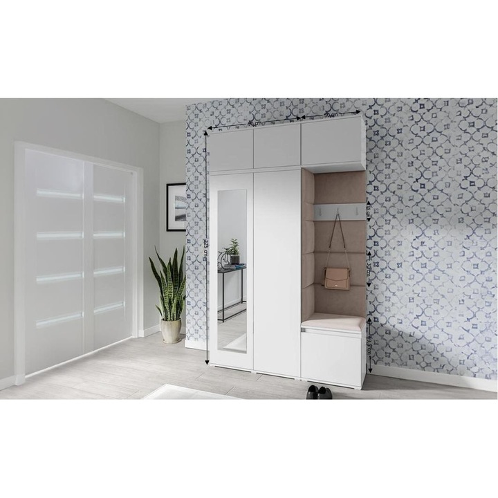 Cuier Hol Max 18 Culoare Bej inchis cu Alb 140x225x40 cm