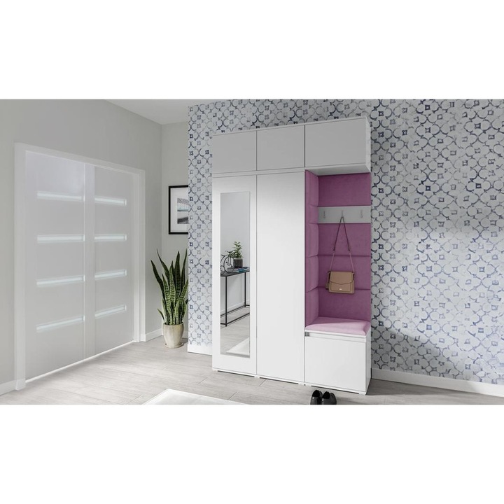 Cuier Hol Max 18 Culoare Mov cu Alb 140x225x40 cm