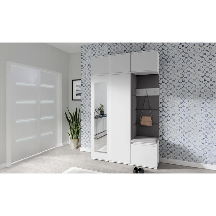 Cuier Hol Max 18 Culoare Gri grafit cu Alb 140x225x40 cm