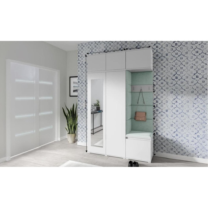 Cuier Hol Max 18 Culoare Verde menta cu Alb 140x225x40 cm