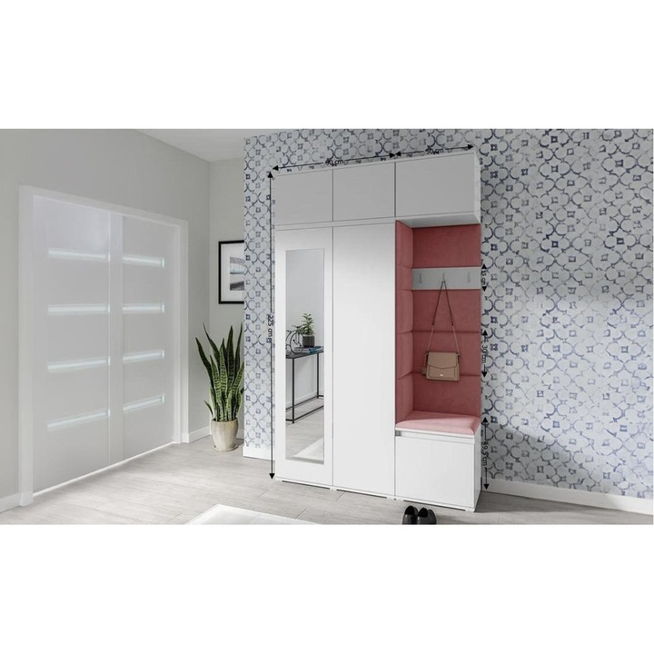 Cuier Hol Max 18 Culoare Rose cu Alb 140x225x40 cm