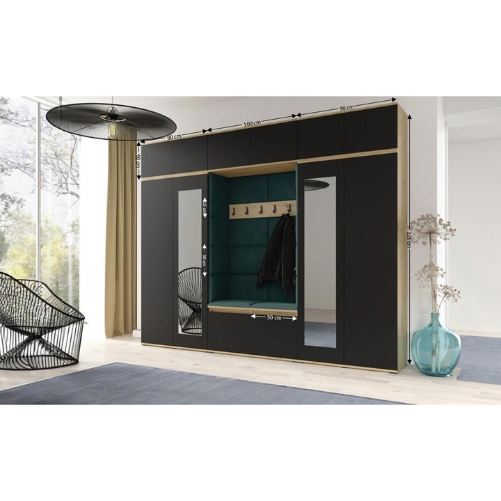 Cuier Hol Max 17 Culoare Verde inchis cu Artisan 280x225x40 cm