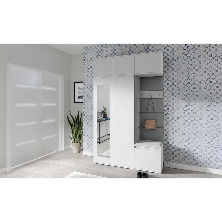 Cuier Hol Max 18 Culoare Gri cu Alb 140x225x40 cm