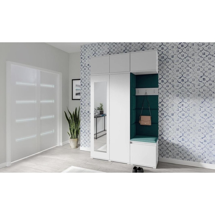 Cuier Hol Max 18 Culoare Verde inchis cu Alb 140x225x40 cm