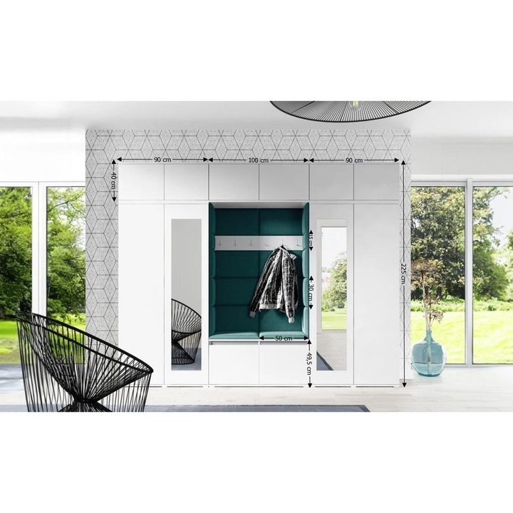 Cuier Hol Max 17 Culoare Verde inchis cu Alb 280x225x40 cm