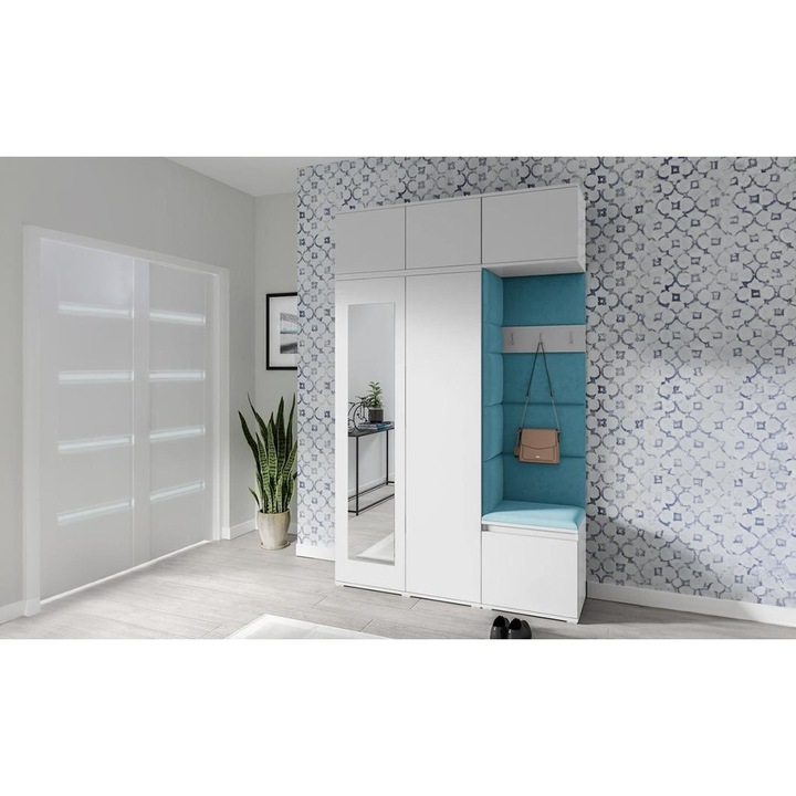 Cuier Hol Max 18 Culoare Albastru deshcis cu Alb 140x225x40 cm