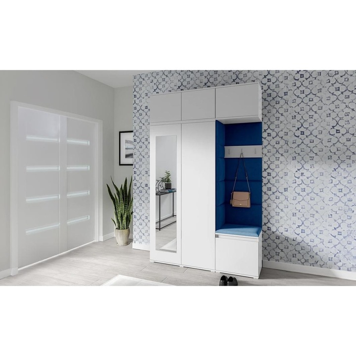 Cuier Hol Max 18 Culoare Albastru cu Alb 140x225x40 cm