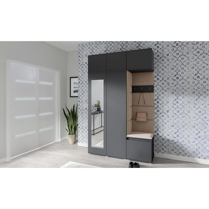Cuier Hol Max 18 Culoare Bej inchis cu Grafit 140x225x40 cm