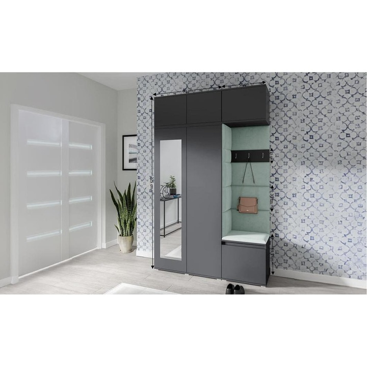 Cuier Hol Max 18 Culoare Verde menta cu Grafit 140x225x40 cm