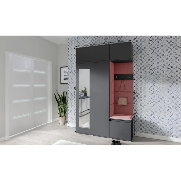 Cuier Hol Max 18 Culoare Rose cu Grafit 140x225x40 cm