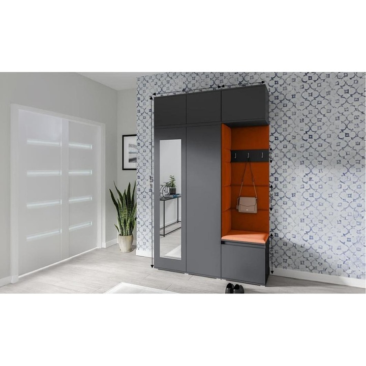 Cuier Hol Max 18 Culoare Bronz cu Grafit 140x225x40 cm