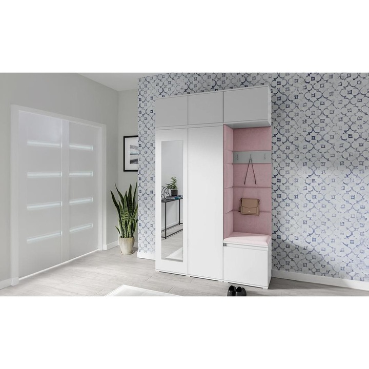 Cuier Hol Max 18 Culoare Roz pal cu Alb 140x225x40 cm