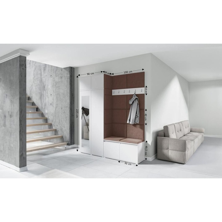 Cuier Hol Max 19 Culoare Maro cu Alb 200x225x40 cm