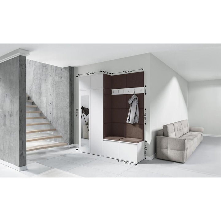 Cuier Hol Max 19 Culoare Maro inchis cu Alb 200x225x40 cm