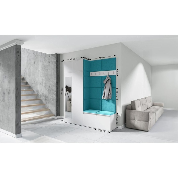 Cuier Hol Max 19 Culoare Albastru deshcis cu Alb 200x225x40 cm