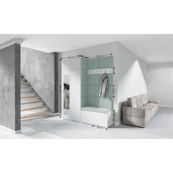 Cuier Hol Max 19 Culoare Verde menta cu Alb 200x225x40 cm