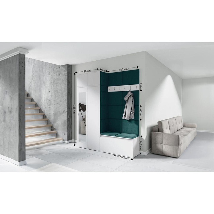 Cuier Hol Max 19 Culoare Verde inchis cu Alb 200x225x40 cm