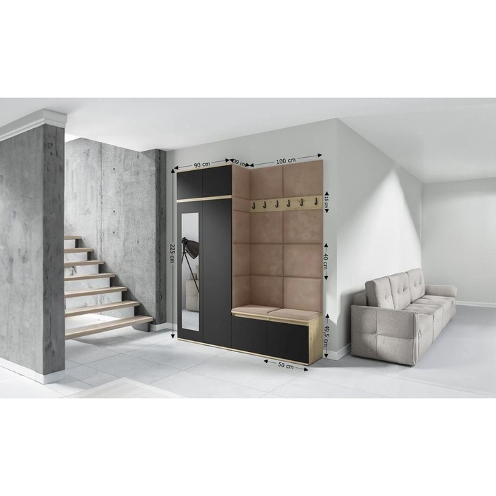 Cuier Hol Max 19 Culoare Bej inchis cu Artisan 200x225x40 cm