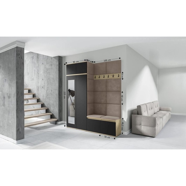 Cuier Hol Max 19 Culoare Gri antracit cu Artisan 200x225x40 cm