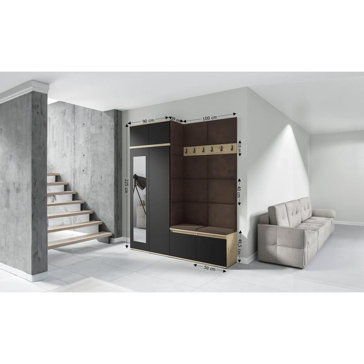 Cuier Hol Max 19 Culoare Maro inchis cu Artisan 200x225x40 cm