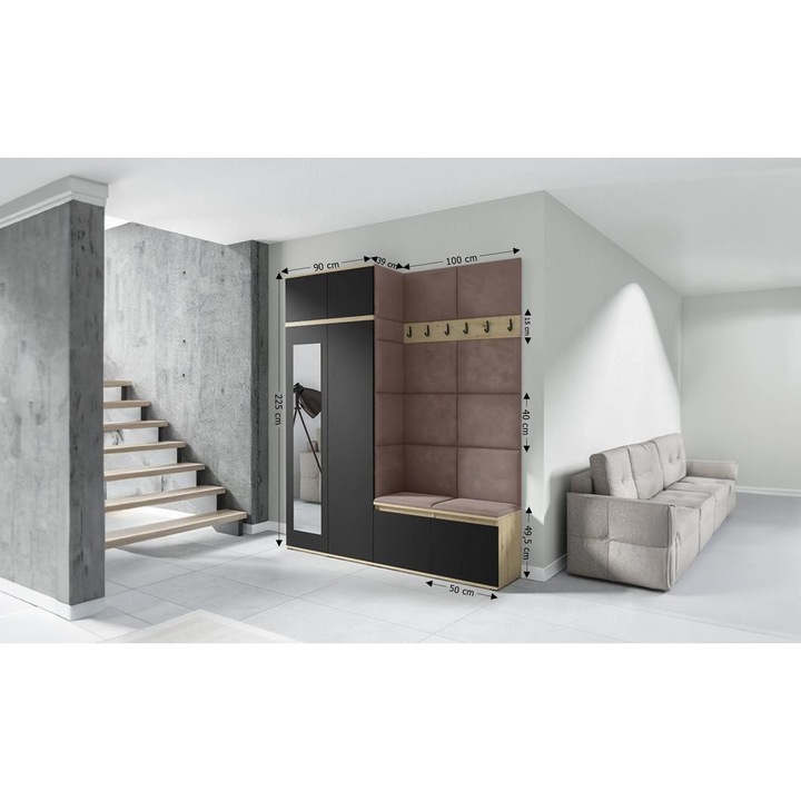 Cuier Hol Max 19 Culoare Maro cafeniu cu Artisan 200x225x40 cm