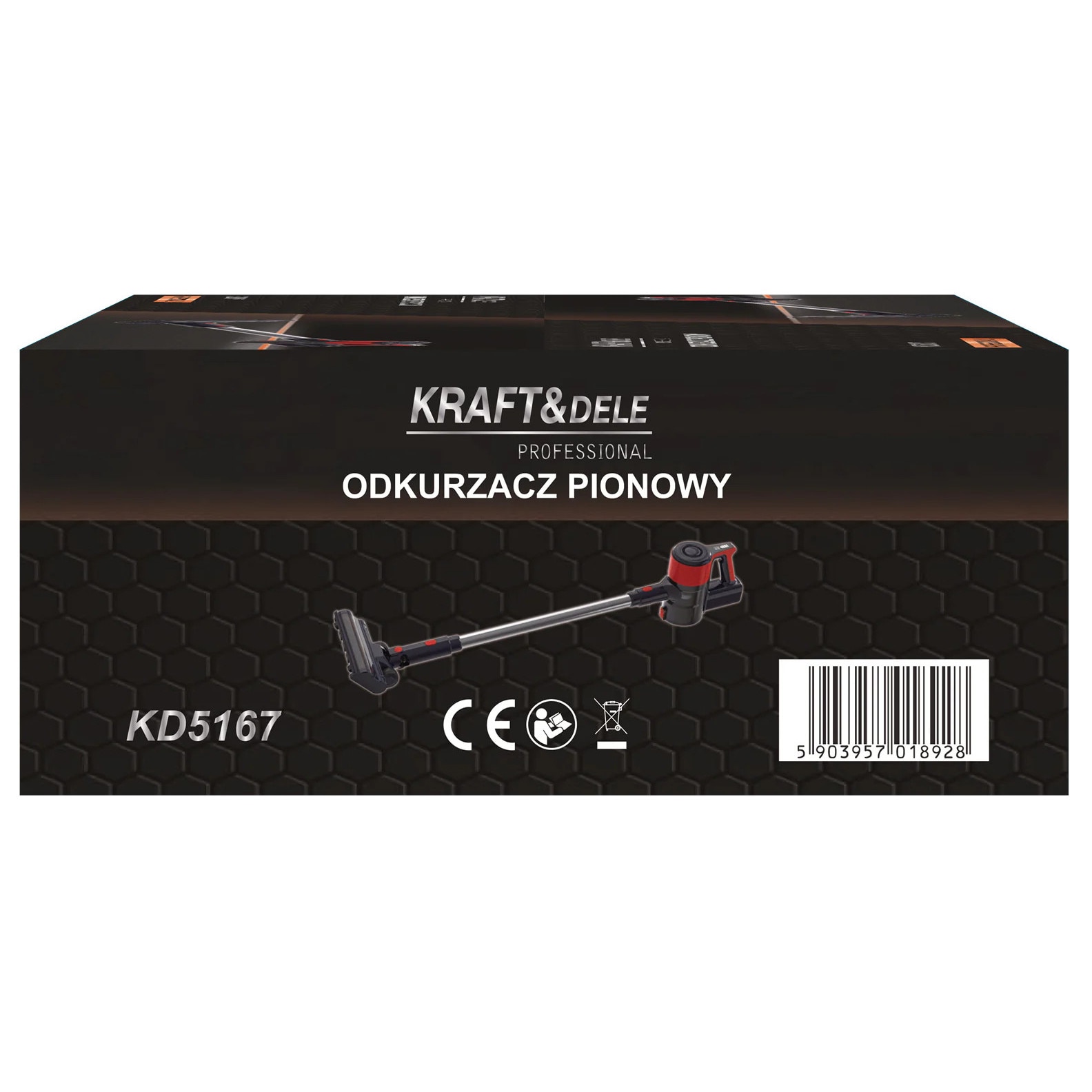 Aspirator vertical fara sac, Kraft&Dele, 25.2 V, 2500 mAh, Negru / Rosu