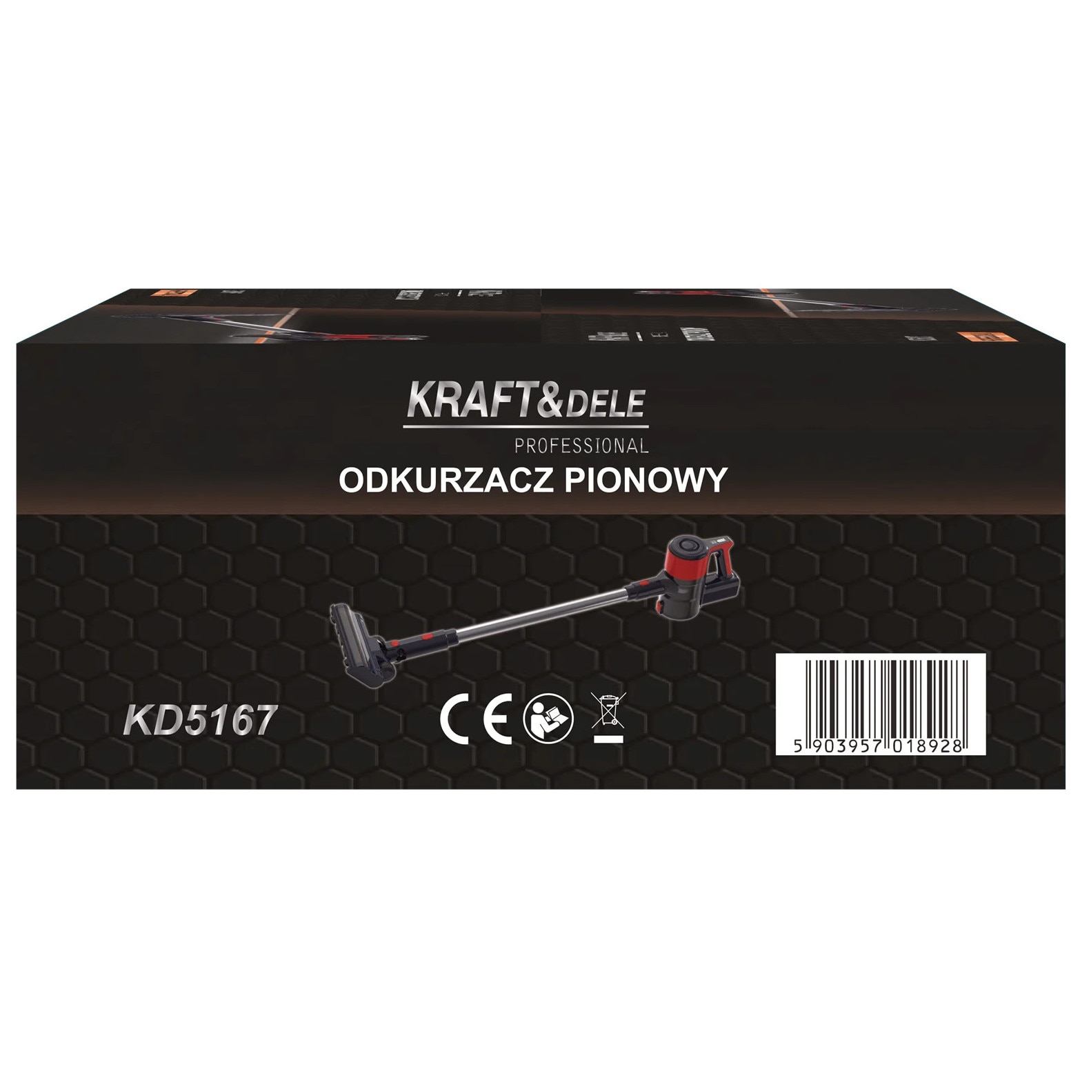 Aspirator vertical fara sac, Kraft&Dele, 25.2 V, 2500 mAh, Negru / Rosu