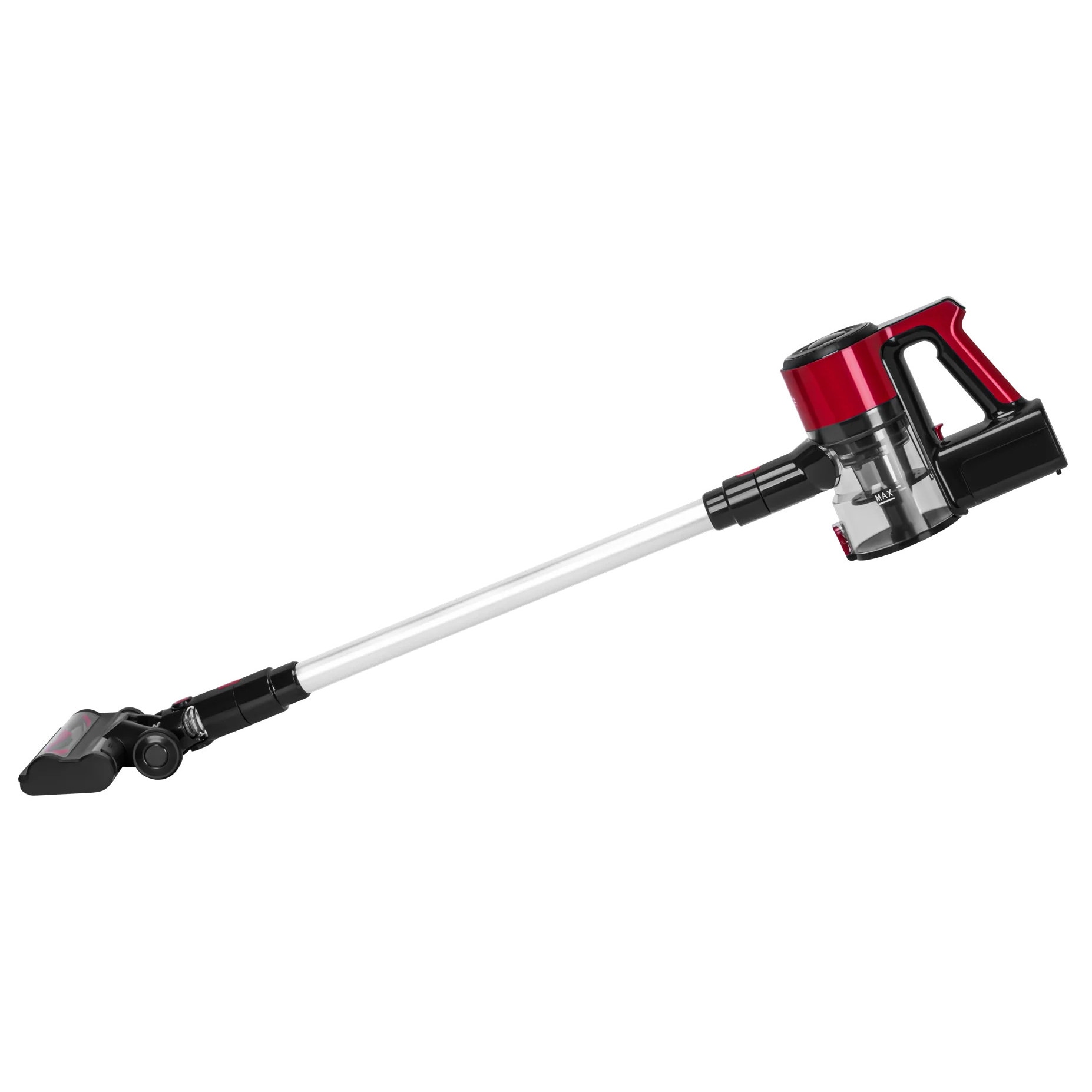 Aspirator vertical fara sac, Kraft&Dele, 25.2 V, 2500 mAh, Negru / Rosu
