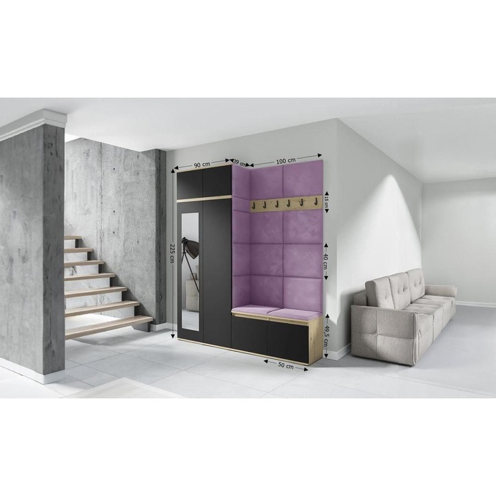 Cuier Hol Max 19 Culoare Mov cu Artisan 200x225x40 cm