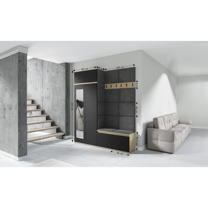 Cuier Hol Max 19 Culoare Gri grafit cu Artisan 200x225x40 cm