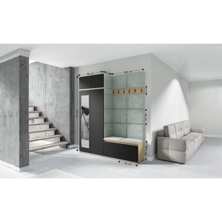 Cuier Hol Max 19 Culoare Verde menta cu Artisan 200x225x40 cm